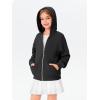 Haloumoning Girls Zip Up Hoodie Kids Fashion Oversized Textured Sweatshirt Jacket with Pockets 5-14 Years(Black)