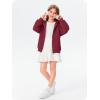 Haloumoning Girls Zip Up Hoodie Kids Fashion Oversized Textured Sweatshirt Jacket with Pockets 5-14 Years(Burgundy)