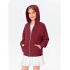 Haloumoning Girls Zip Up Hoodie Kids Fashion Oversized Textured Sweatshirt Jacket with Pockets 5-14 Years(Burgundy)