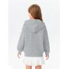 Haloumoning Girls Zip Up Hoodie Kids Fashion Oversized Textured Sweatshirt Jacket with Pockets 5-14 Years(Grey)