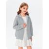 Haloumoning Girls Zip Up Hoodie Kids Fashion Oversized Textured Sweatshirt Jacket with Pockets 5-14 Years(Grey)