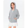 Haloumoning Girls Zip Up Hoodie Kids Fashion Oversized Textured Sweatshirt Jacket with Pockets 5-14 Years(Grey)