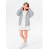 Haloumoning Girls Zip Up Hoodie Kids Fashion Oversized Textured Sweatshirt Jacket with Pockets 5-14 Years(Grey)