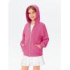 Haloumoning Girls Zip Up Hoodie Kids Fashion Oversized Textured Sweatshirt Jacket with Pockets 5-14 Years(Hot Pink)