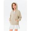 Haloumoning Girls Zip Up Hoodie Kids Fashion Oversized Textured Sweatshirt Jacket with Pockets 5-14 Years(Khaki)