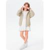 Haloumoning Girls Zip Up Hoodie Kids Fashion Oversized Textured Sweatshirt Jacket with Pockets 5-14 Years(Khaki)