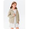 Haloumoning Girls Zip Up Hoodie Kids Fashion Oversized Textured Sweatshirt Jacket with Pockets 5-14 Years(Khaki)