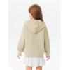 Haloumoning Girls Zip Up Hoodie Kids Fashion Oversized Textured Sweatshirt Jacket with Pockets 5-14 Years(Khaki)
