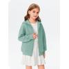 Haloumoning Girls Zip Up Hoodie Kids Fashion Oversized Textured Sweatshirt Jacket with Pockets 5-14 Years(Light Green)