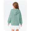 Haloumoning Girls Zip Up Hoodie Kids Fashion Oversized Textured Sweatshirt Jacket with Pockets 5-14 Years(Light Green)