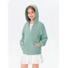 Haloumoning Girls Zip Up Hoodie Kids Fashion Oversized Textured Sweatshirt Jacket with Pockets 5-14 Years(Light Green)