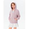 Haloumoning Girls Zip Up Hoodie Kids Fashion Oversized Textured Sweatshirt Jacket with Pockets 5-14 Years(Pink)