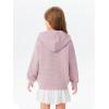 Haloumoning Girls Zip Up Hoodie Kids Fashion Oversized Textured Sweatshirt Jacket with Pockets 5-14 Years(Pink)