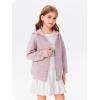 Haloumoning Girls Zip Up Hoodie Kids Fashion Oversized Textured Sweatshirt Jacket with Pockets 5-14 Years(Pink)