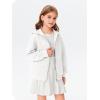 Haloumoning Girls Zip Up Hoodie Kids Fashion Oversized Textured Sweatshirt Jacket with Pockets 5-14 Years(White)