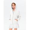 Haloumoning Girls Zip Up Hoodie Kids Fashion Oversized Textured Sweatshirt Jacket with Pockets 5-14 Years(White)