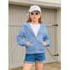Haloumoning Girls Zip Up Hoodies Kids Casual Long Sleeve Sweatshirt Fall Jacket with Pockets 5-14 Years(Blue)