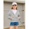 Haloumoning Girls Zip Up Hoodies Kids Casual Long Sleeve Sweatshirt Fall Jacket with Pockets 5-14 Years(Grey)