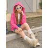 Haloumoning Girls Zip Up Hoodies Kids Casual Long Sleeve Sweatshirt Fall Jacket with Pockets 5-14 Years(Hot Pink)
