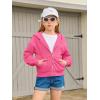 Haloumoning Girls Zip Up Hoodies Kids Casual Long Sleeve Sweatshirt Fall Jacket with Pockets 5-14 Years(Hot Pink)