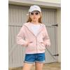 Haloumoning Girls Zip Up Hoodies Kids Casual Long Sleeve Sweatshirt Fall Jacket with Pockets 5-14 Years(Light Pink)