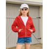 Haloumoning Girls Zip Up Hoodies Kids Casual Long Sleeve Sweatshirt Fall Jacket with Pockets 5-14 Years(Red)
