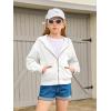 Haloumoning Girls Zip Up Hoodies Kids Casual Long Sleeve Sweatshirt Fall Jacket with Pockets 5-14 Years(White)