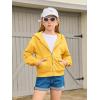 Haloumoning Girls Zip Up Hoodies Kids Casual Long Sleeve Sweatshirt Fall Jacket with Pockets 5-14 Years(Yellow)