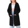 Girls Hooded Long Cardigan Kids Fashion Open Front Knit Sweater Outerwear Coat 5-14 Years(Black)
