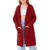 Girls Hooded Long Cardigan Kids Fashion Open Front Knit Sweater Outerwear Coat 5-14 Years(Burgundy)