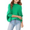 Girls Oversized Sweater Kids Fashion Batwing Sleeve Ribbed Knit Pullover Tops 5-14 Years(Green)