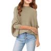 Girls Oversized Sweater Kids Fashion Batwing Sleeve Ribbed Knit Pullover Tops 5-14 Years(Khaki)