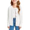 Haloumoning Girls Button Down Cardigan Jackets Kids Long Sleeve Cable Knit Sweaters 5-14 Years(White)