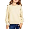 Haloumoning Girls Casual Crewneck Sweatshirt Kids Long Sleeve Side Slit Oversized Pullover Tops 5-14Y(Beige)