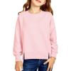 Haloumoning Girls Casual Crewneck Sweatshirt Kids Long Sleeve Side Slit Oversized Pullover Tops 5-14Y(Pink)