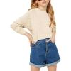 Haloumoning Girls Cute Heart Love Print Sweater Tops Oversized Crew Neck Dot Ball Knitted Valentine Pullover 5-14 Years(Beige)