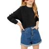 Haloumoning Girls Cute Heart Love Print Sweater Tops Oversized Crew Neck Dot Ball Knitted Valentine Pullover 5-14 Years(Black)