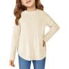 Haloumoning Girls Oversized Sweater Kids Fashion Batwing Sleeve Cable Knit Sweaters with Side Slit 5-14 Years(Beige)