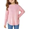 Haloumoning Girls Oversized Sweater Kids Fashion Batwing Sleeve Cable Knit Sweaters with Side Slit 5-14 Years(Pink)