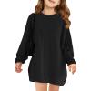 Haloumoning Girls Sweater Dress Casual Crewneck Knit Long Sleeve Fall Winter Dress Pullover 5-14Y(Black)
