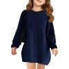 Haloumoning Girls Sweater Dress Casual Crewneck Knit Long Sleeve Fall Winter Dress Pullover 5-14Y(Navy)