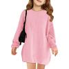 Haloumoning Girls Sweater Dress Casual Crewneck Knit Long Sleeve Fall Winter Dress Pullover 5-14Y(Pink)