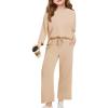 Haloumoning Girls Sweatsuit Kids Fashion Long Sleeve Sweatshirt and Wide Leg Pants Tracksuit Sets 2 Piece Outfits(Apricot)