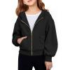 Haloumoning Girls Zip Up Hoodies Kids Casual Long Sleeve Sweatshirt Fall Jacket with Pockets 5-14 Years(Black)