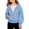 Haloumoning Girls Zip Up Hoodies Kids Casual Long Sleeve Sweatshirt Fall Jacket with Pockets 5-14 Years(Blue)