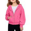Haloumoning Girls Zip Up Hoodies Kids Casual Long Sleeve Sweatshirt Fall Jacket with Pockets 5-14 Years(Hot Pink)