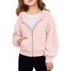 Haloumoning Girls Zip Up Hoodies Kids Casual Long Sleeve Sweatshirt Fall Jacket with Pockets 5-14 Years(Light Pink)