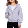 Haloumoning Girls Zip Up Hoodies Kids Casual Long Sleeve Sweatshirt Fall Jacket with Pockets 5-14 Years(Purple)