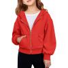 Haloumoning Girls Zip Up Hoodies Kids Casual Long Sleeve Sweatshirt Fall Jacket with Pockets 5-14 Years(Red)