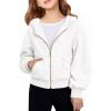Haloumoning Girls Zip Up Hoodies Kids Casual Long Sleeve Sweatshirt Fall Jacket with Pockets 5-14 Years(White)